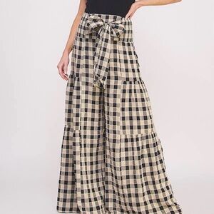 Plaid Wide-Leg Pants